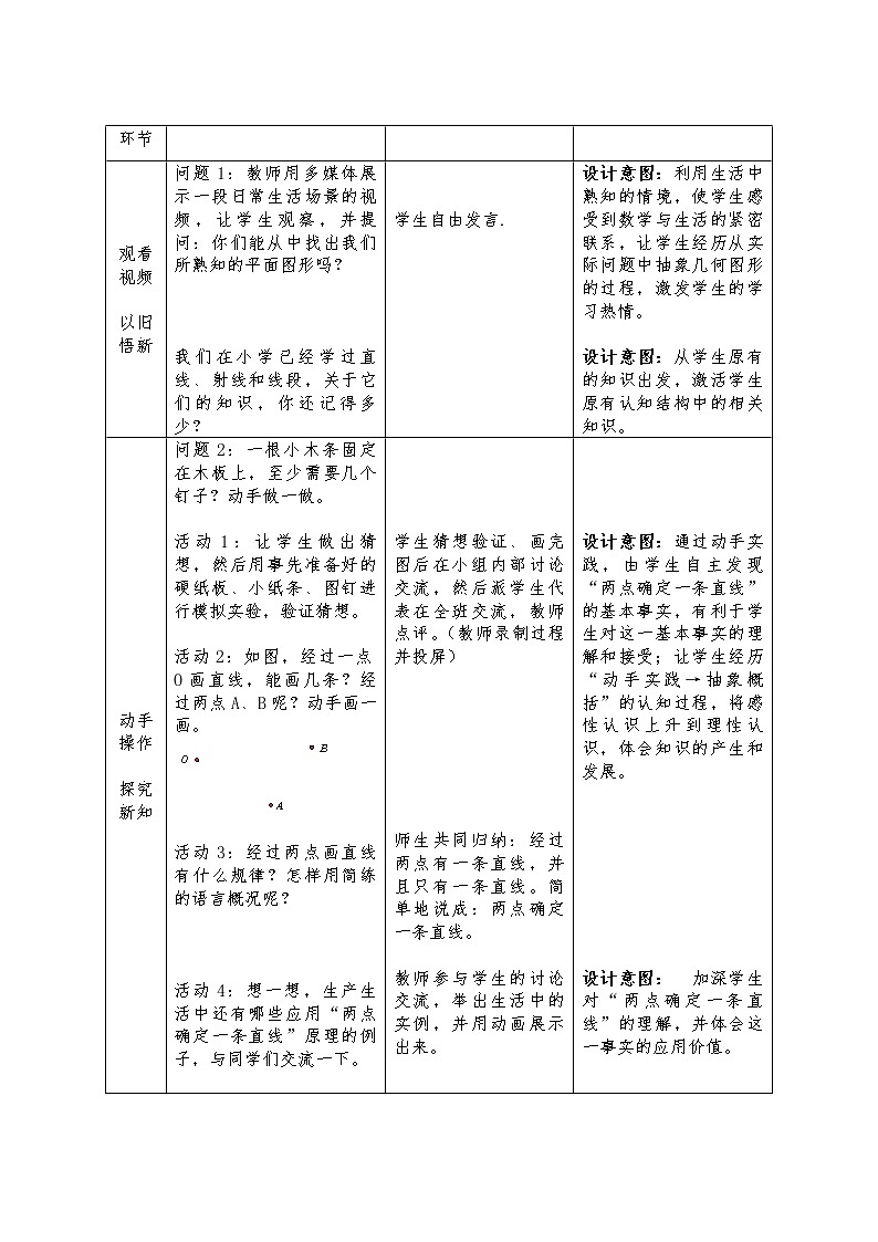 冀教版数学七年级上册 2.2 点和线 (2)（教案）02