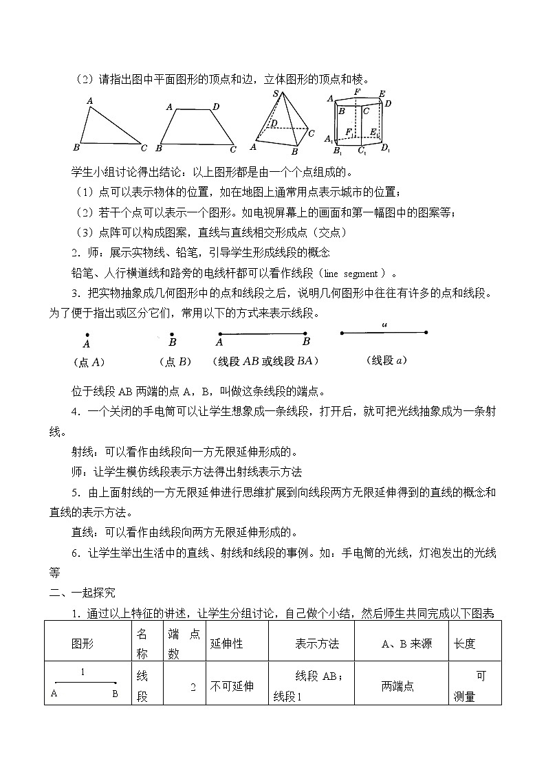 冀教版数学七年级上册 2.2 点和线_（教案）02