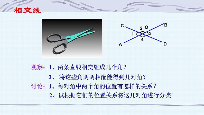 2021-2022学年人教版初中数学七年级下册 5.1.1相交线 课件03