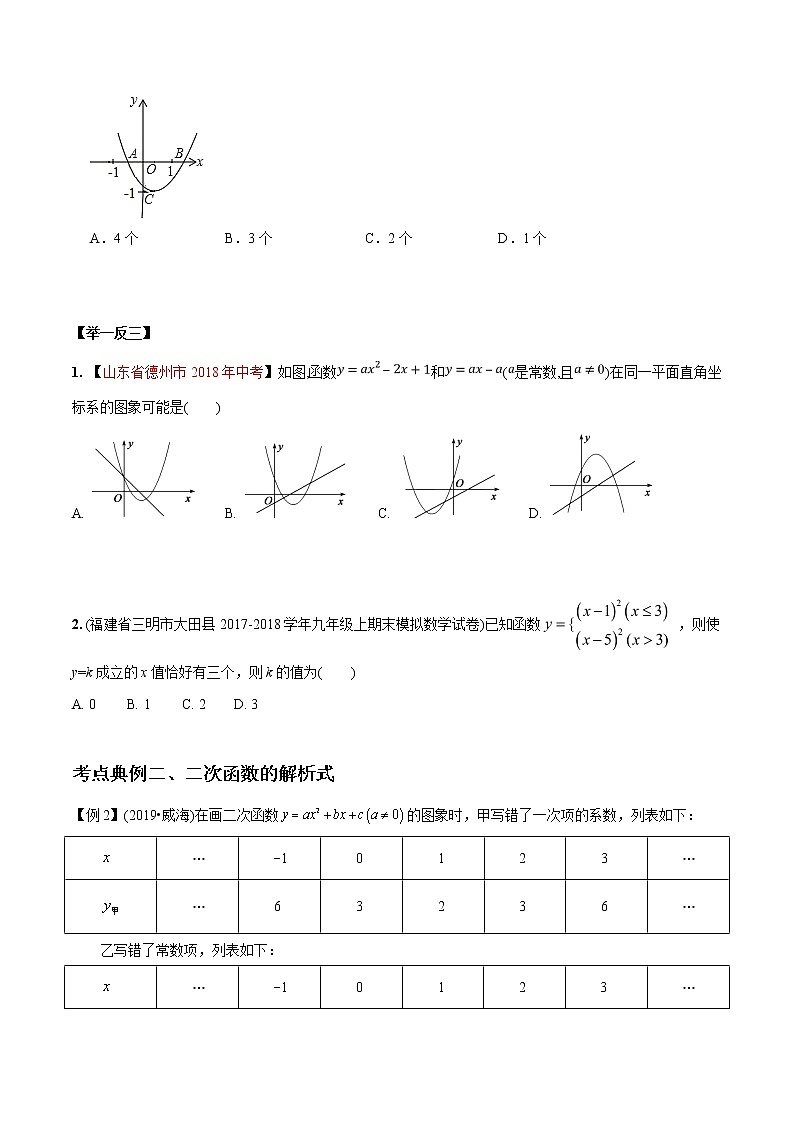 中考数学《一轮专题讲义》（41专题）第15讲 二次函数（原卷版）学案03