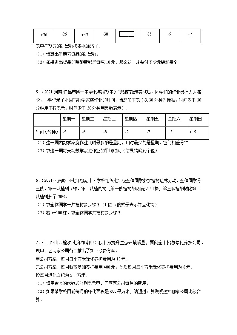 专练08（应用题，解答题，15道）--2021-2022学年七年级数学上学期期末考点必练（人教版）02