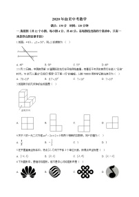 2020届四川省自贡市九年级中考数学真题（word版 含答案）