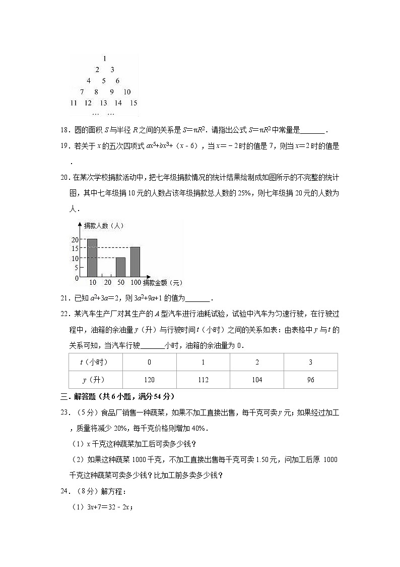 2021-2022学年青岛版七年级上学期数学期末练习试卷（word版 含答案）第3页