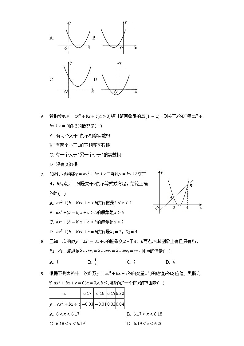 2022年九年级中考数学一轮复习：二次函数与方程、不等式的关系第2页
