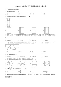 精品解析：2020年山东省济南市平阴县中考数学二模试题（解析版+原卷版）