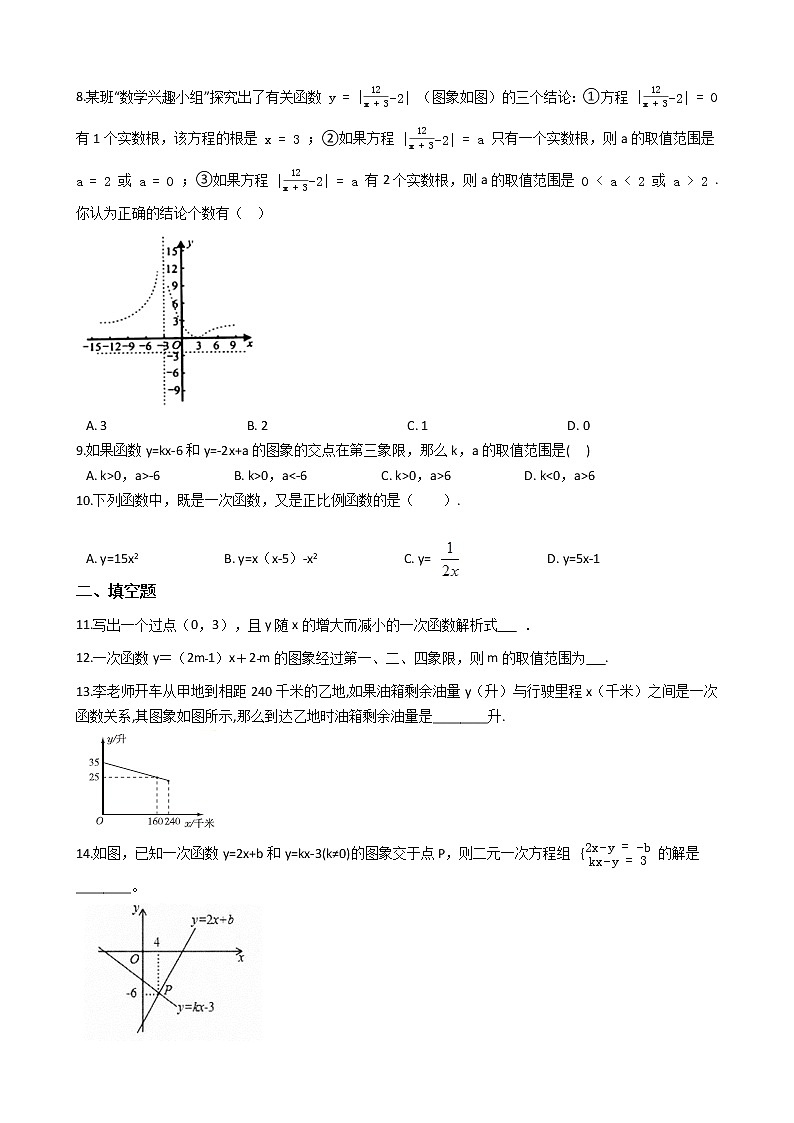 2021-2022苏科版八年级上册---第6章一次函数提优练习（解析版）02