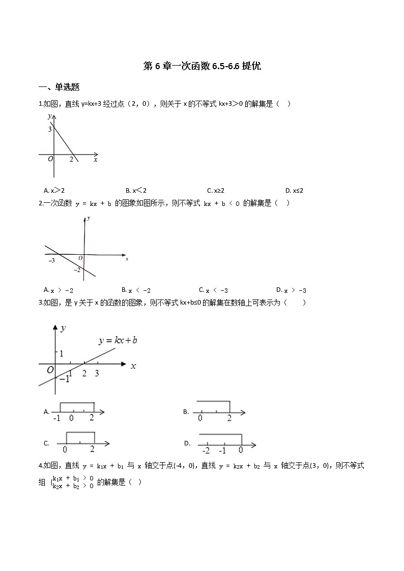 2021-2022苏科版八年级上册---第6章一次函数--6.5~6.6小节提优练习（解析版）第1页