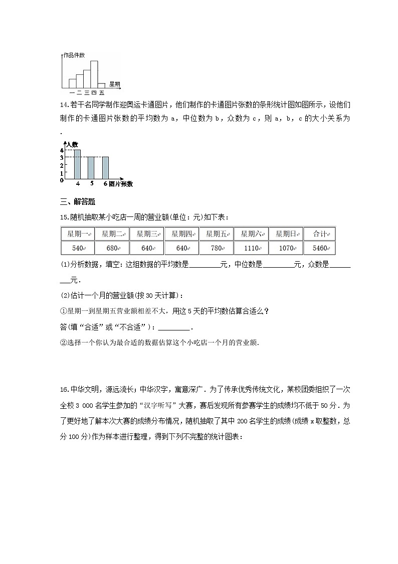2022年华师大版数学八年级下册20.2《数据的集中趋势》课时练习（含答案）第3页