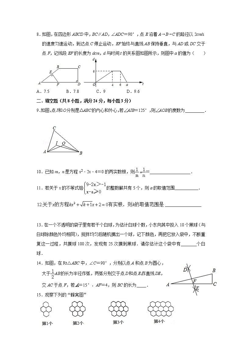 湖北省蕲春县六校联考2021-2022学年九年级上学期质量检测数学试题（Word版含答案）02