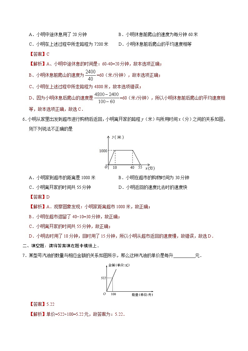 19.1.2 函数的图象-八年级数学人教版（解析版）练习题第3页