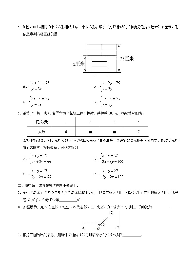 8.3 实际问题与二元一次方程组-七年级数学人教版（下册）（原卷版）02