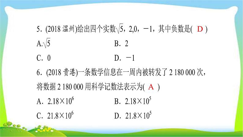 中考数学突破复习第一章数与式完美课件PPT第6页