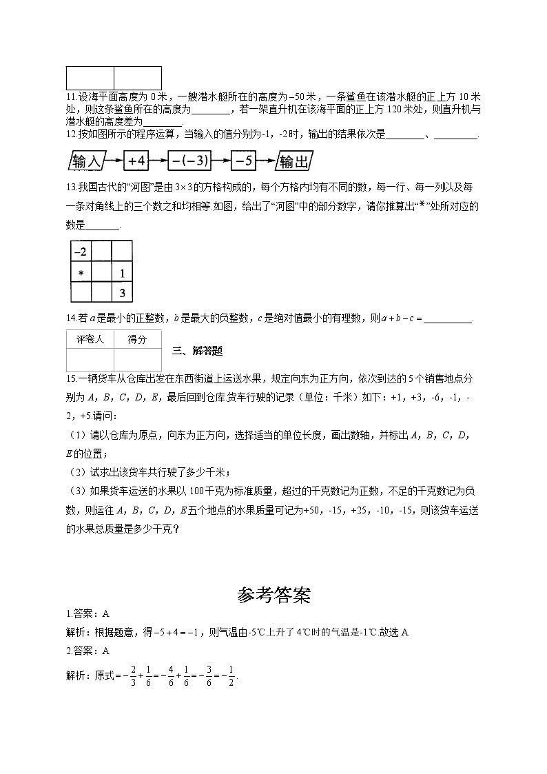2021-2022学年七年级数学人教版寒假作业（2） 练习02