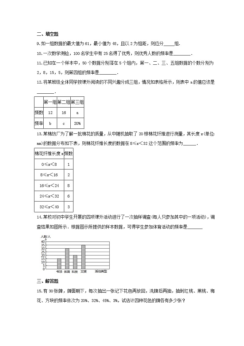 2022年湘教版数学八年级下册5.1《频数与频率》课时练习（含答案）02