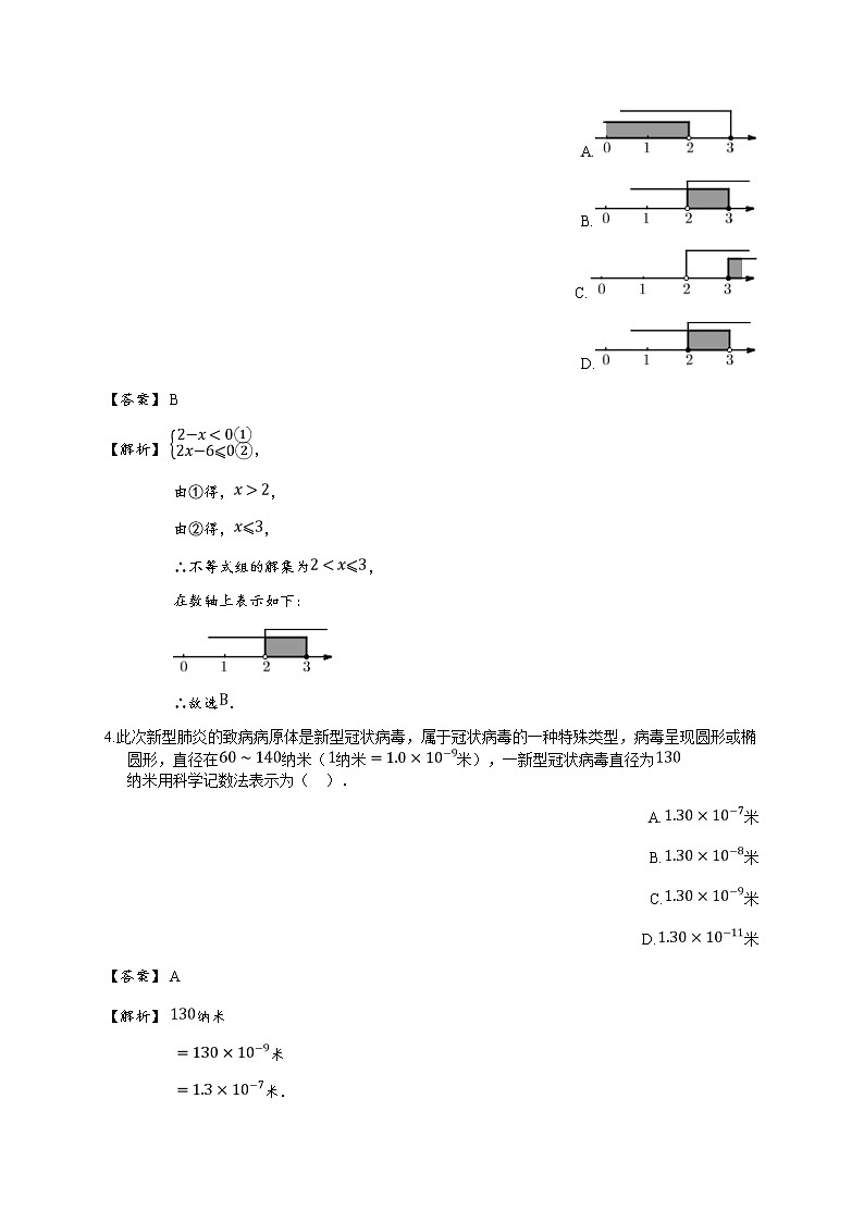 2020年浙江台州温岭市中考一模数学试卷(详解版)02