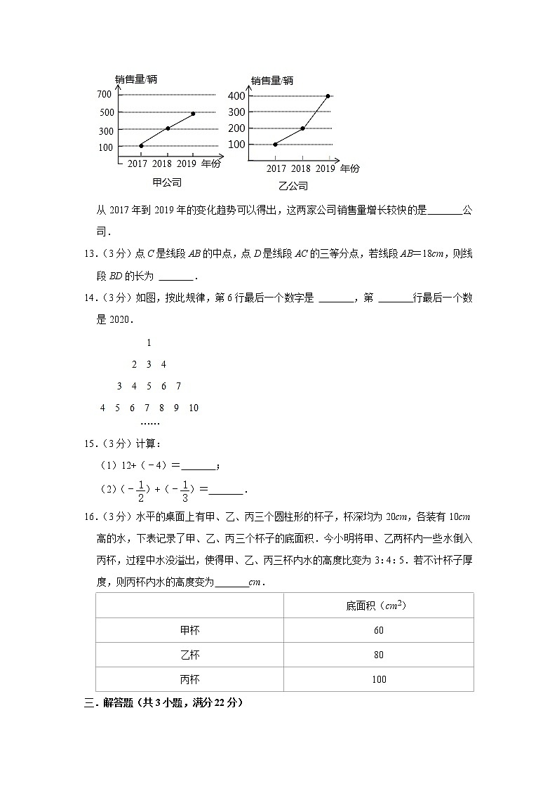辽宁省沈阳市和平区2021-2022学年七年级上学期期末数学模拟试卷（word版 含答案）03