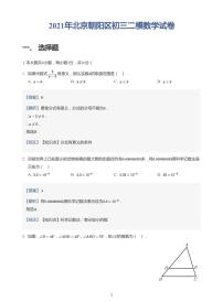 2021年北京朝阳区初三二模数学试卷含答案解析(教师版)