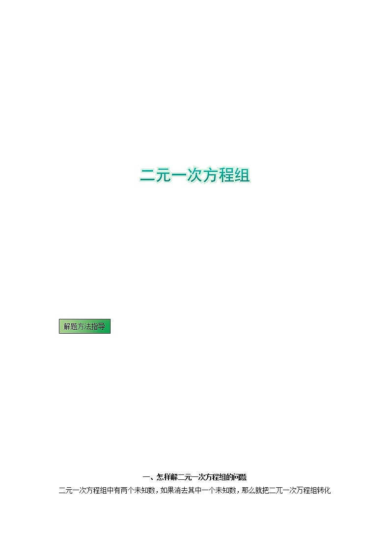 模板04 二元一次方程组（原卷版）第1页