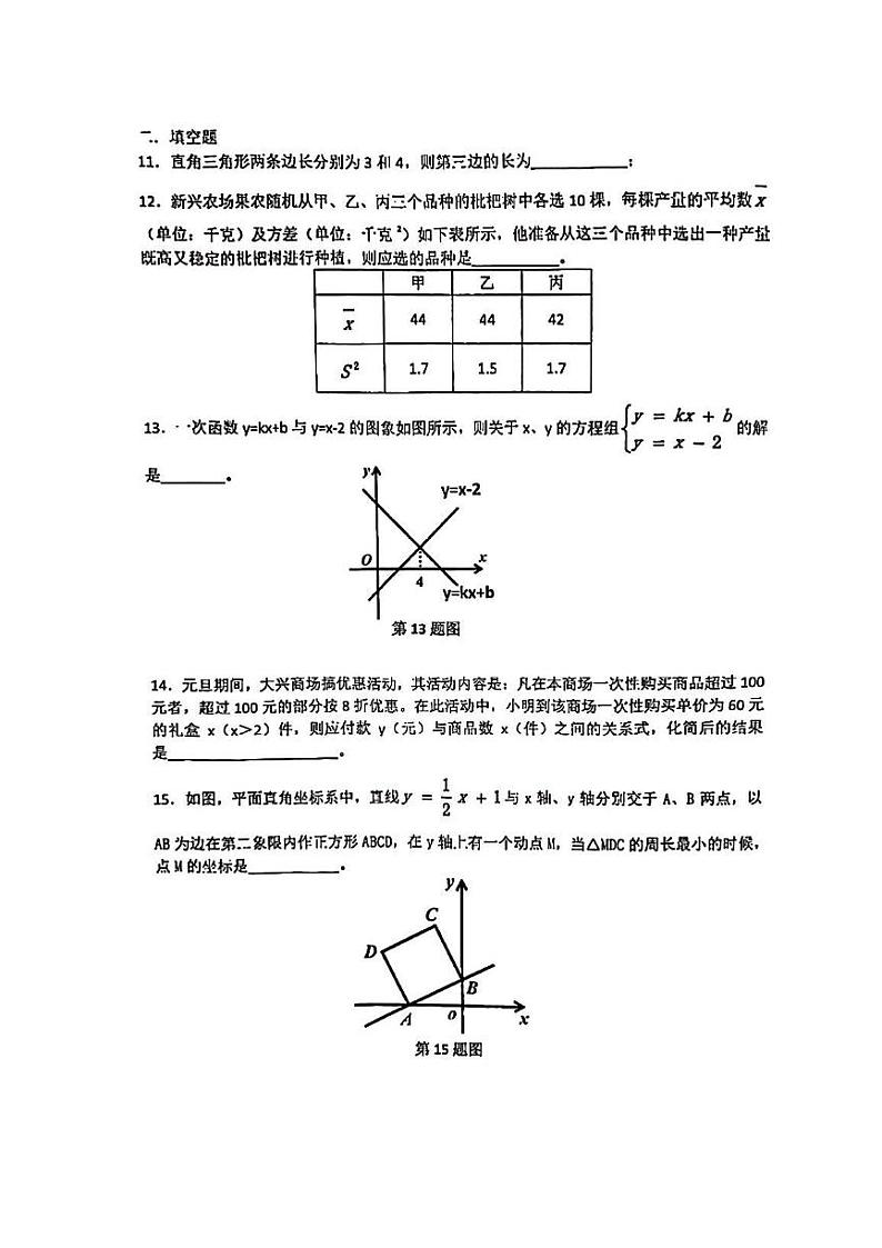 2021-2022深圳市福田区八年级上册数学期末真题03