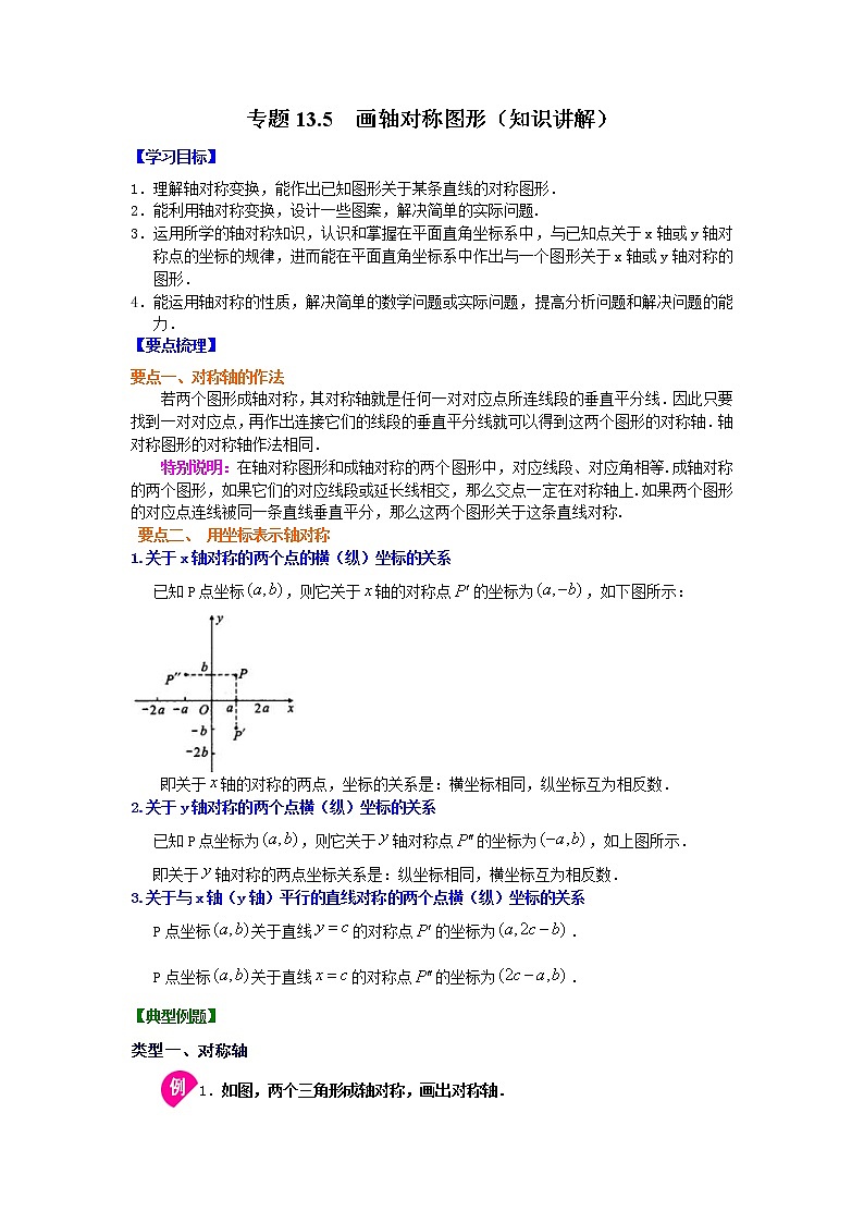 专题13.5 画轴对称图形（知识讲解）-2021-2022学年八年级数学上册基础知识专项讲练（人教版）01