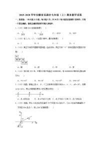 2019-2020学年安徽省芜湖市七年级（上）期末数学试卷