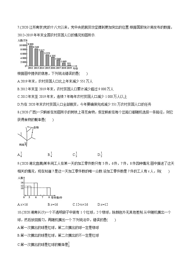 2022届初中数学一轮复习 单元检测(八)　统计与概率第2页
