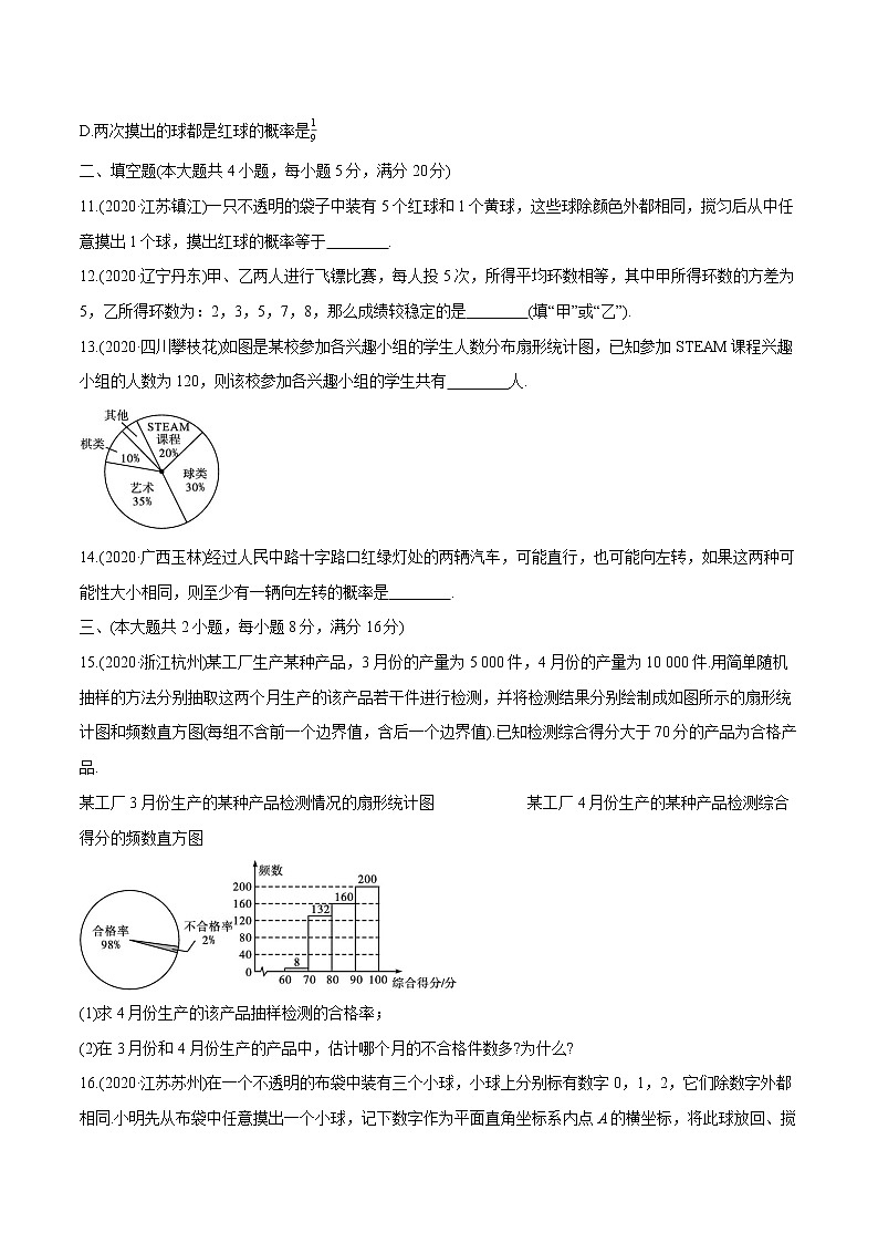 2022届初中数学一轮复习 单元检测(八)　统计与概率第3页