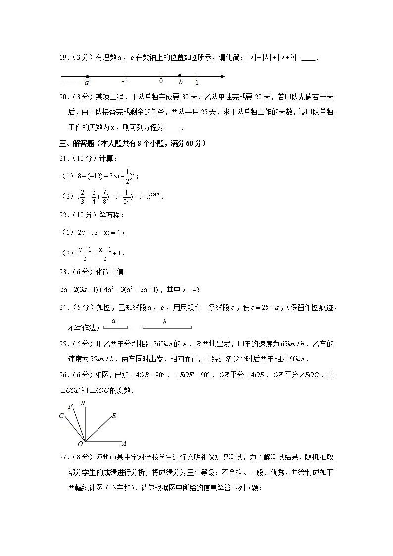 2019-2020学年甘肃省白银市会宁县七年级（上）期末数学试卷第3页