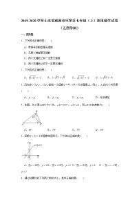 2019-2020学年山东省威海市环翠区七年级（上）期末数学试卷（五四学制）