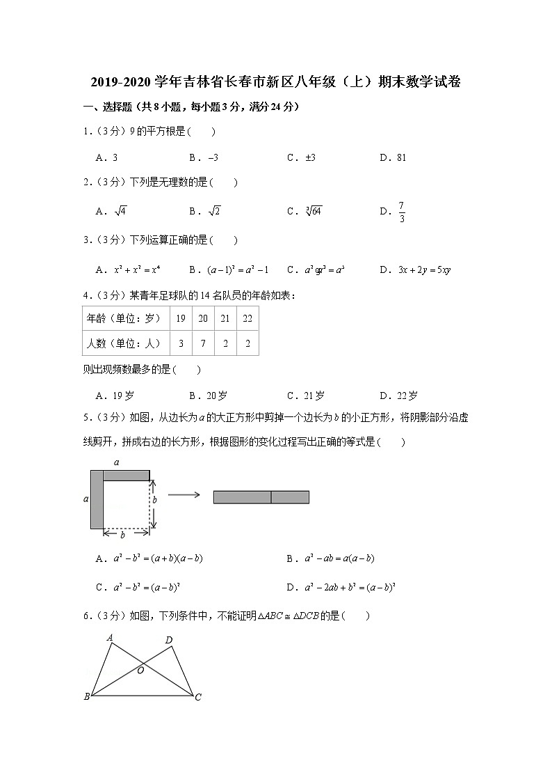 2019-2020学年吉林省长春市新区八年级（上）期末数学试卷第1页