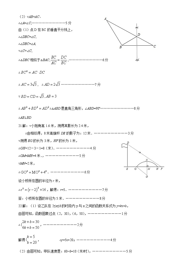 2020-2021学年厦门逸夫中学 数学九年级（下）二模试卷（答案）第2页