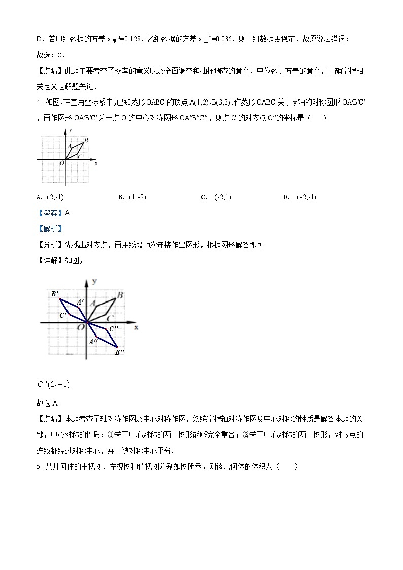 精品解析：2020年内蒙古包头市东河区中考二模数学试题（解析版+原卷版）02