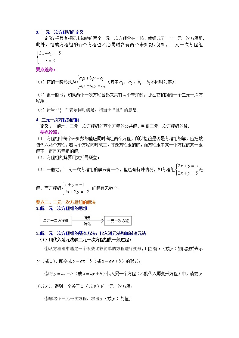 七年级下册人教版第八章《二元一次方程组》全章复习与巩固(提高)知识讲解学案02
