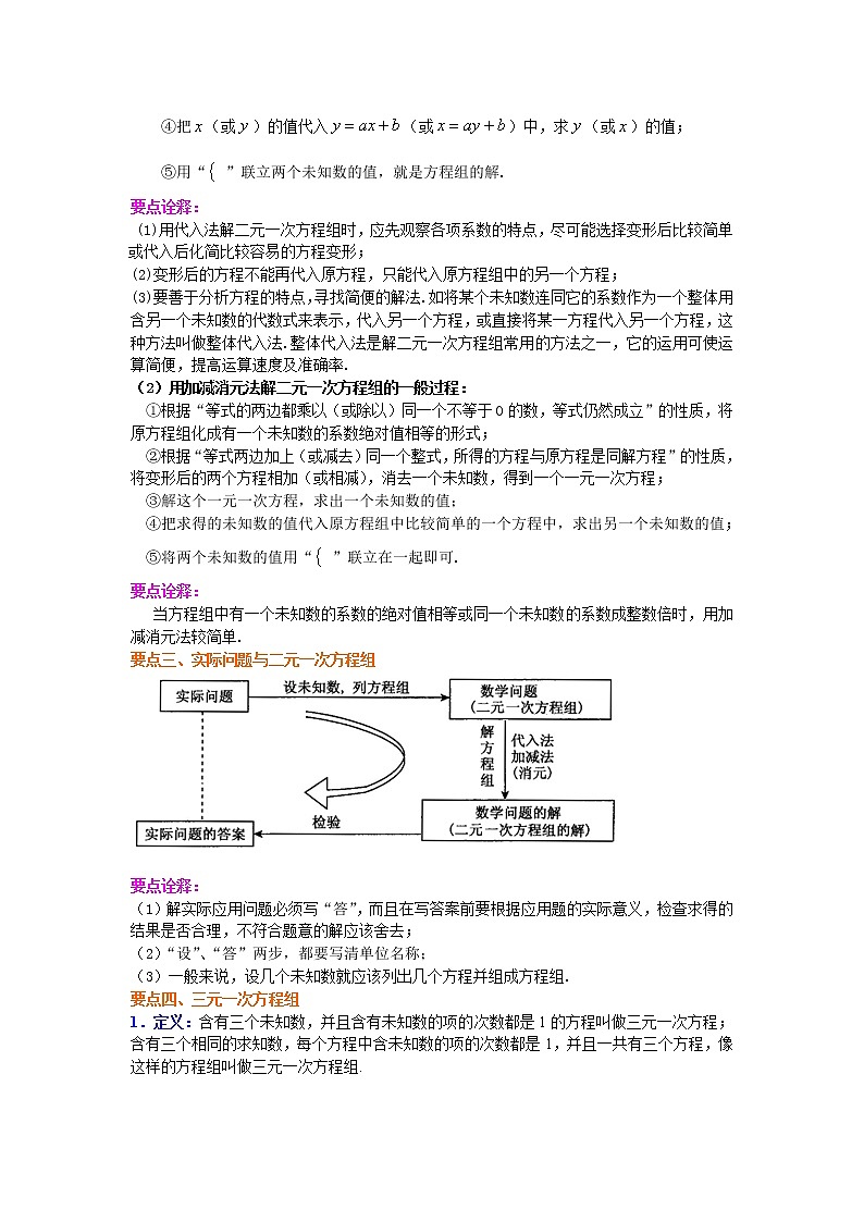 七年级下册人教版第八章《二元一次方程组》全章复习与巩固(提高)知识讲解学案03