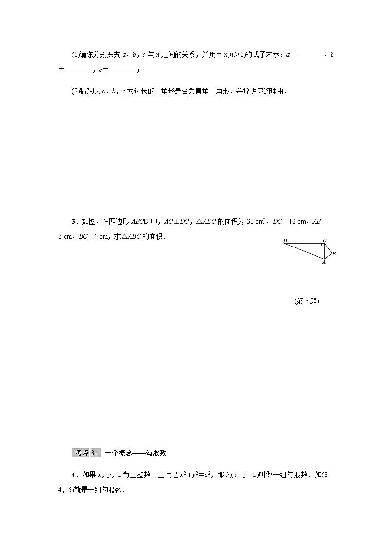 北师大版2021-2022学年八年级数学上册考点专项训练——《勾股定理》热门考点整合应用（附参考答案）第2页