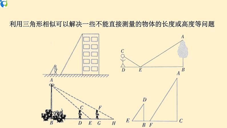 27. 2.3（1） 相似三角形的应用（塔高、河宽等问题）-课件（送教案+练习）08