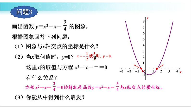 华师大版数学九年级下册 26.3 二次函数和一元二次方程方程（不等式）的关系 教学课件第3页