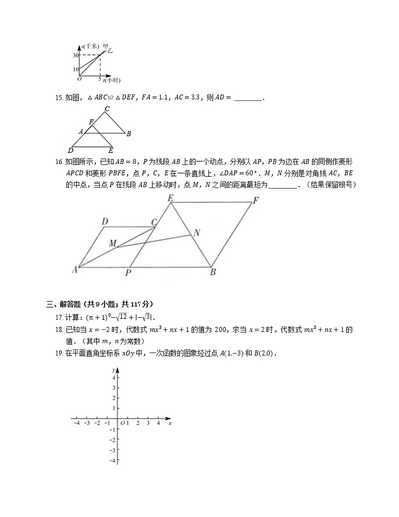 2021年北京大兴区中国教育科学研究院北京大兴实验学校八年级下期末数学试卷第3页