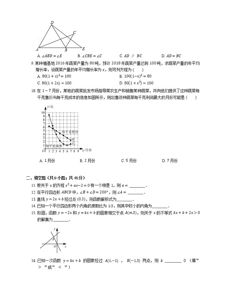 2021年北京顺义区顺义区沙岭学校八年级下期末数学试卷第2页