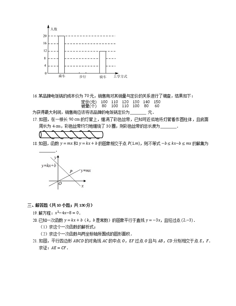 2021年北京密云区不老屯中学八年级下期末数学试卷第3页