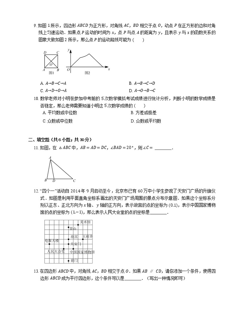 2021年北京海淀区北京正德学校八年级下期末数学试卷02