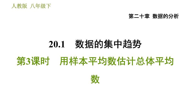 人教版八年级下册数学 第20章 20.1.3  用样本平均数估计总体平均数 习题课件第1页