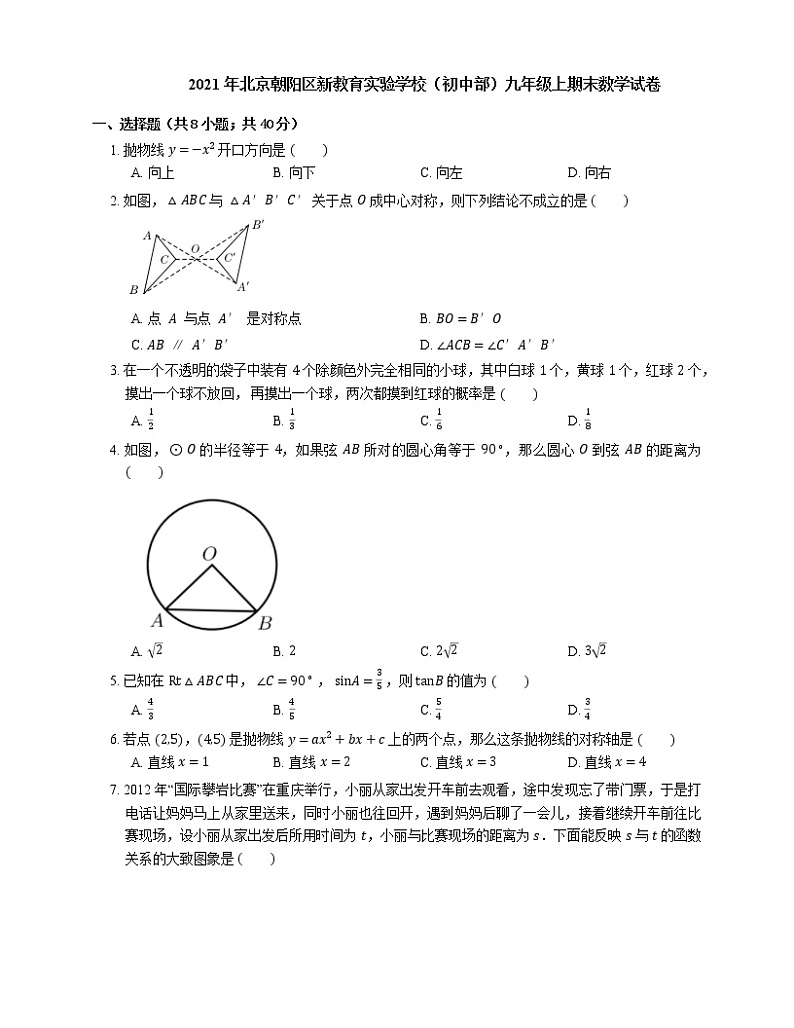 2021年北京朝阳区新教育实验学校（初中部）九年级上期末数学试卷01