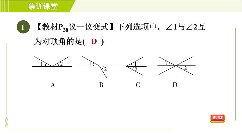 北师版七年级下册数学 第2章 集训课堂 练素养 识别相交线中的几种角 习题课件第3页