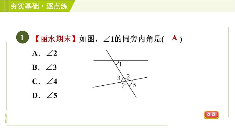 浙教版七年级下册数学 第1章 1.2同位角、内错角、同旁内角 习题课件03