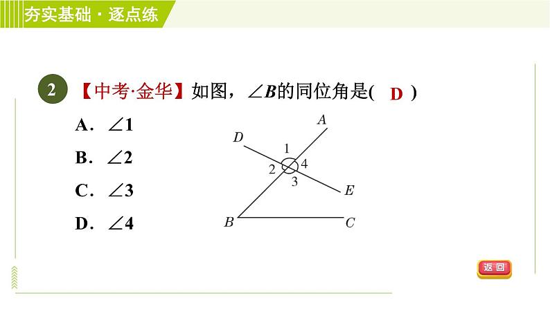 浙教版七年级下册数学 第1章 1.2同位角、内错角、同旁内角 习题课件04