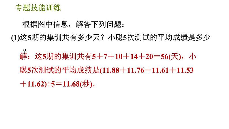 华师版八年级下册数学 第20章 专题技能训练(六)  训练　平均数、中位数、众数、方差的应用 习题课件第5页