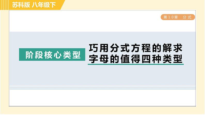 苏科版八年级下册数学 第10章 阶段核心类型 巧用分式方程的解求字母的值得四种类型 习题课件01