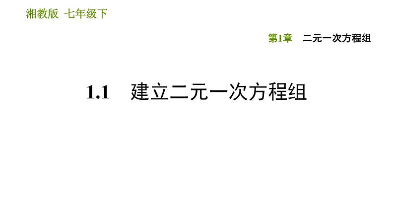 湘教版七年级下册数学 第1章 1.1 建立二元一次方程组 习题课件01