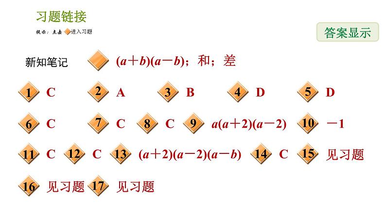 湘教版七年级下册数学 第3章 3.3.1 用平方差公式因式分解 习题课件02